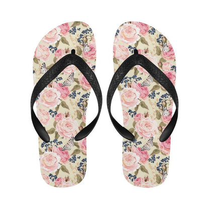 Floral Pink Butterfly Print Flip Flops-JTAMIGO.COM