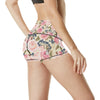 Floral Pink Butterfly Print High Waisted Spandex Shorts-JTAMIGO.COM