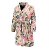 Floral Pink Butterfly Print Men Bath Robe-JTAMIGO.COM