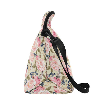 Floral Pink Butterfly Print Neoprene Lunch Bag (Model 1669)(Large)-JTAMIGO.COM