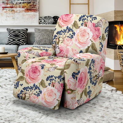 Floral Pink Butterfly Print Recliner Slipcover-JTAMIGO.COM