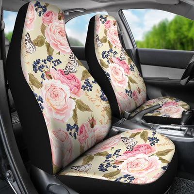 Floral Pink Butterfly Print Universal Fit Car Seat Covers