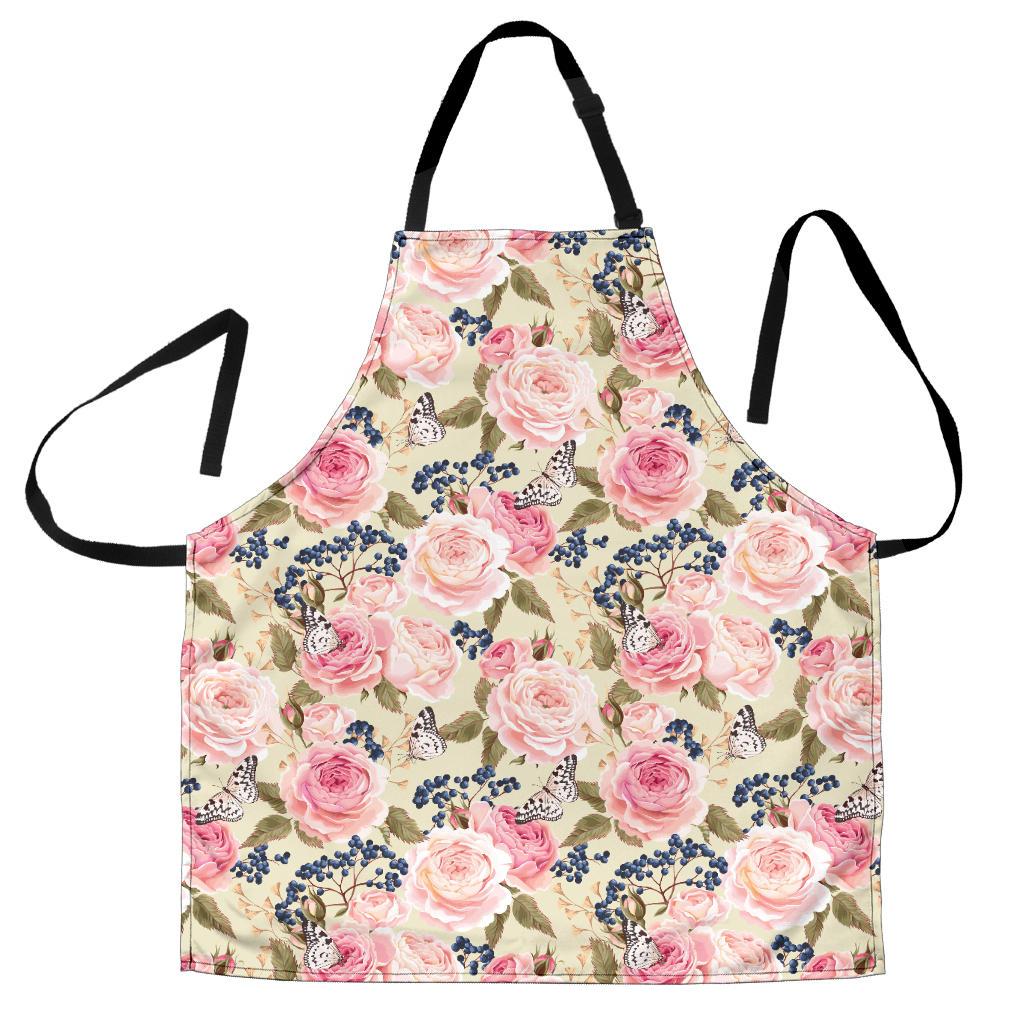 Floral Pink Butterfly Print Women Apron