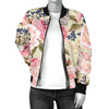 Floral Pink Butterfly Print Women Casual Bomber Jacket