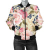 Floral Pink Butterfly Print Women Casual Bomber Jacket