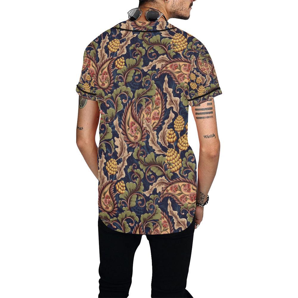 Floral Vintage Classic Print Baseball Jersey-JTAMIGO.COM
