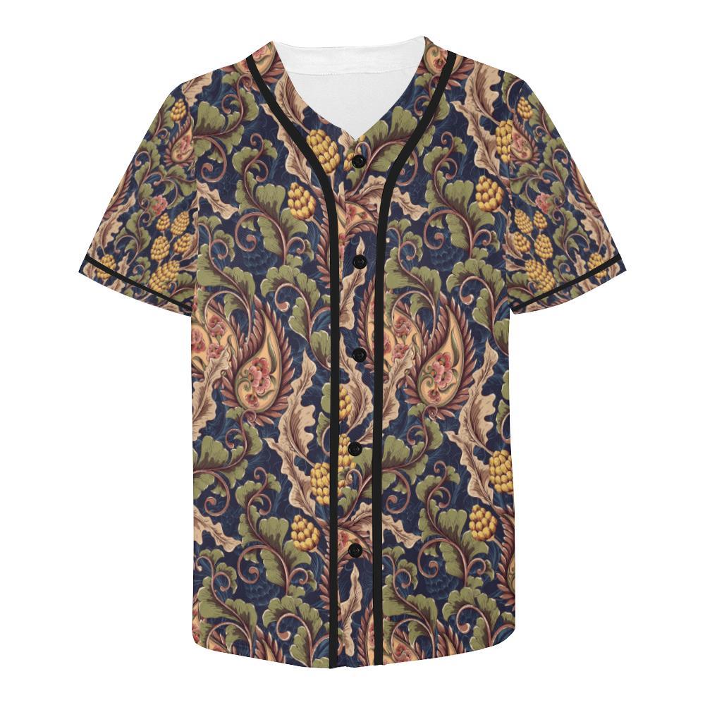 Floral Vintage Classic Print Baseball Jersey-JTAMIGO.COM