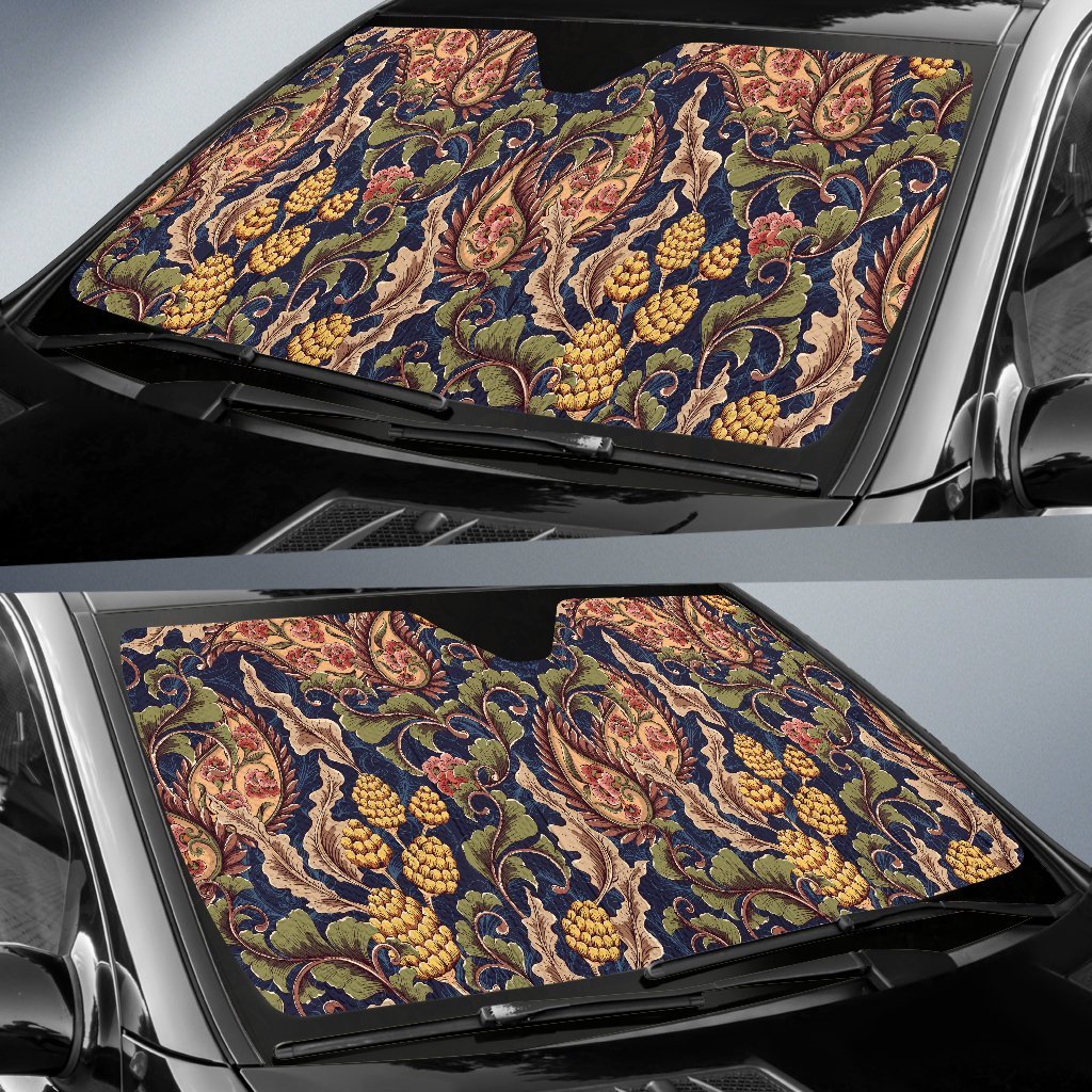 Floral Vintage Classic Print Car Sun Shade For Windshield