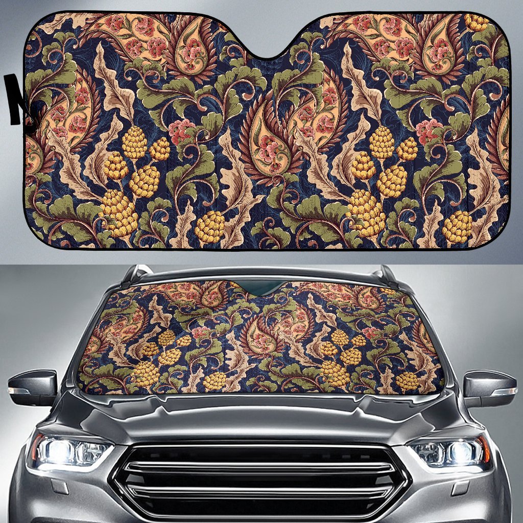 Floral Vintage Classic Print Car Sun Shade For Windshield