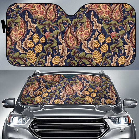 Floral Vintage Classic Print Car Sun Shade For Windshield