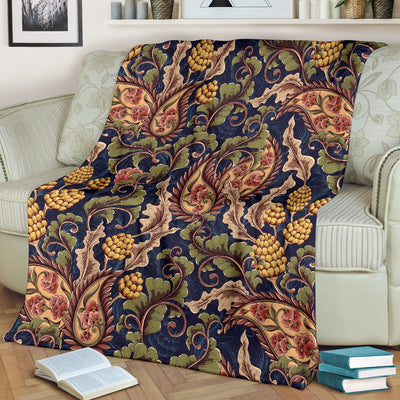 Floral Vintage Classic Print Fleece Blanket