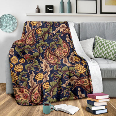 Floral Vintage Classic Print Fleece Blanket