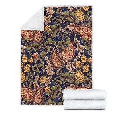 Floral Vintage Classic Print Fleece Blanket