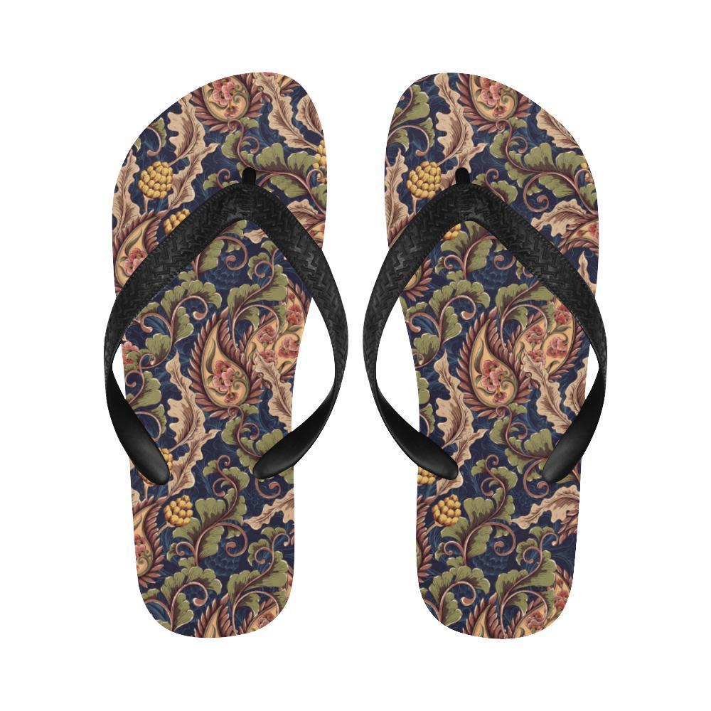 Floral Vintage Classic Print Flip Flops-JTAMIGO.COM