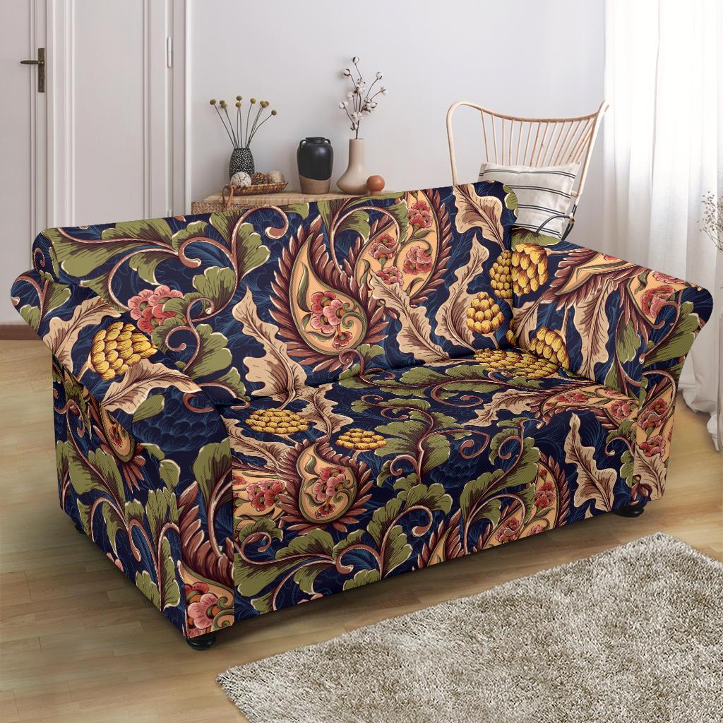 Floral Vintage Classic Print Loveseat Slipcover-JTAMIGO.COM
