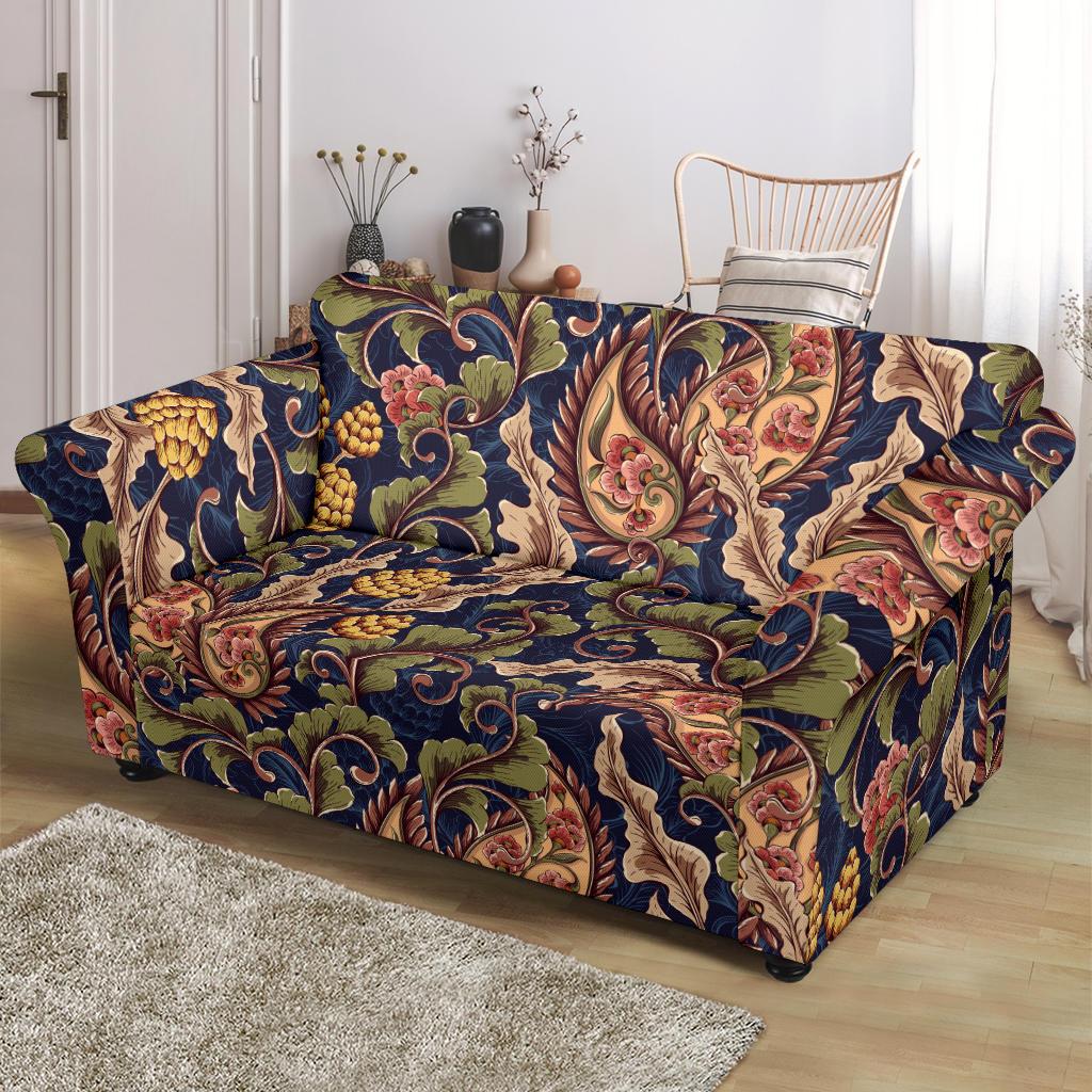 Floral Vintage Classic Print Loveseat Slipcover-JTAMIGO.COM