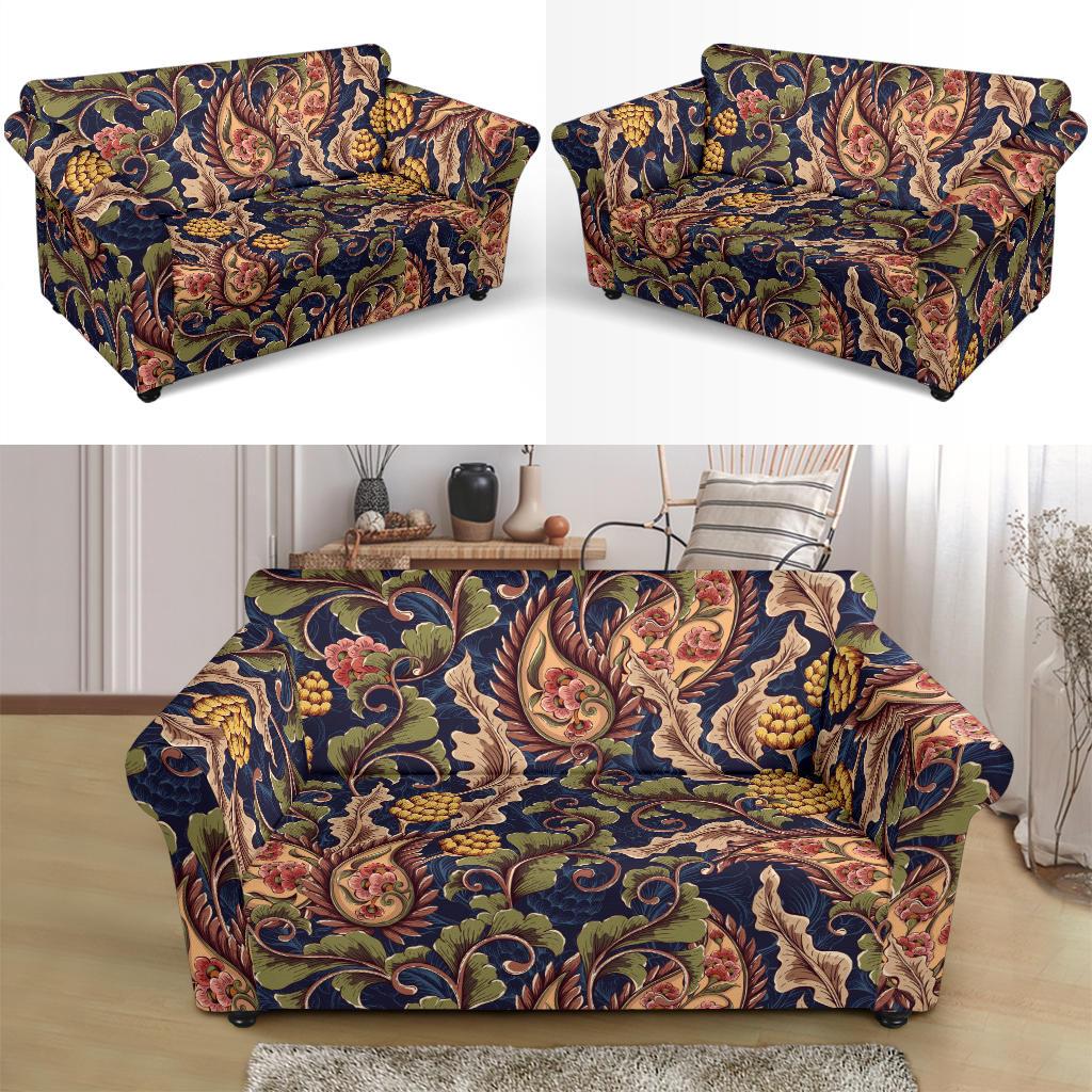 Floral Vintage Classic Print Loveseat Slipcover-JTAMIGO.COM