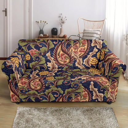 Floral Vintage Classic Print Loveseat Slipcover-JTAMIGO.COM