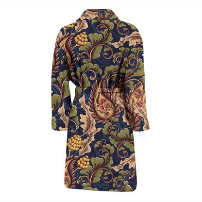 Floral Vintage Classic Print Men Bath Robe-JTAMIGO.COM