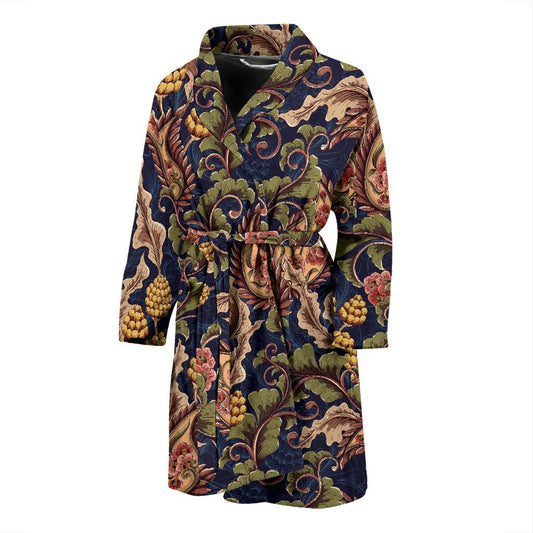 Floral Vintage Classic Print Men Bath Robe-JTAMIGO.COM