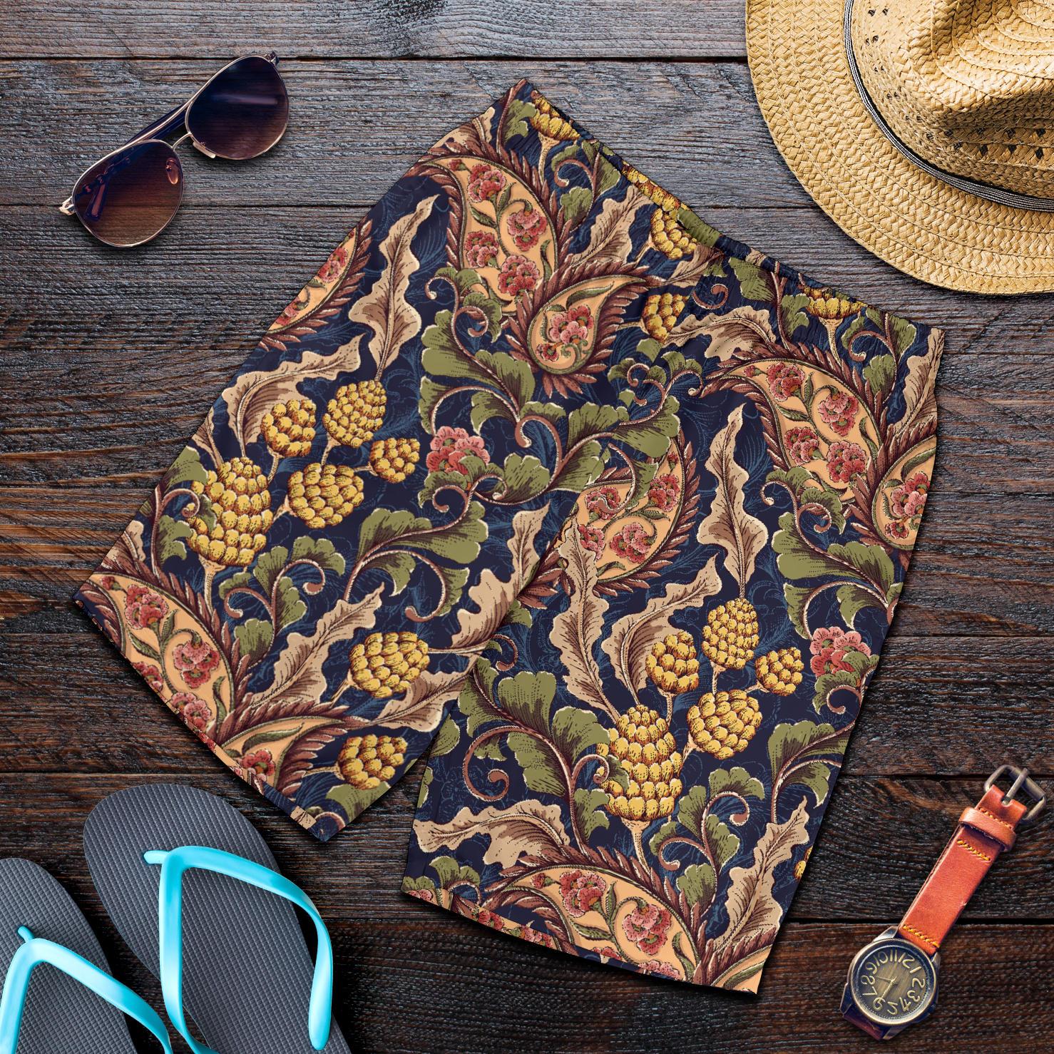 Floral Vintage Classic Print Mens Shorts-JTAMIGO.COM