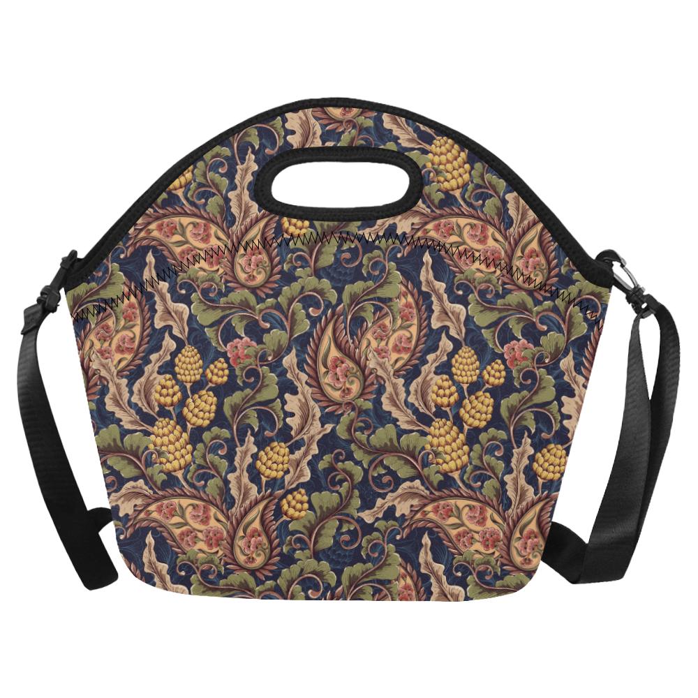 Floral Vintage Classic Print Neoprene Lunch Bag (Model 1669)(Large)-JTAMIGO.COM