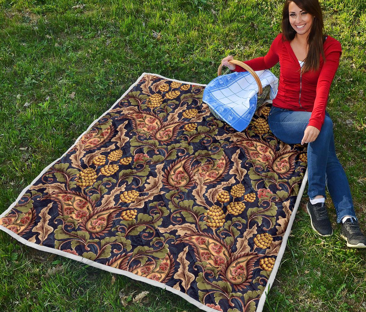 Floral Vintage Classic Print Premium Quilt-JTAMIGO.COM