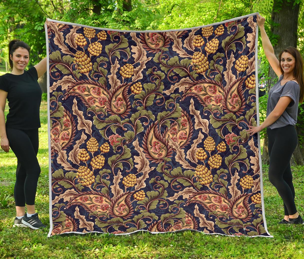 Floral Vintage Classic Print Premium Quilt-JTAMIGO.COM