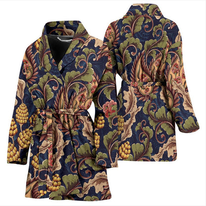 Floral Vintage Classic Print Women Bath Robe-JTAMIGO.COM