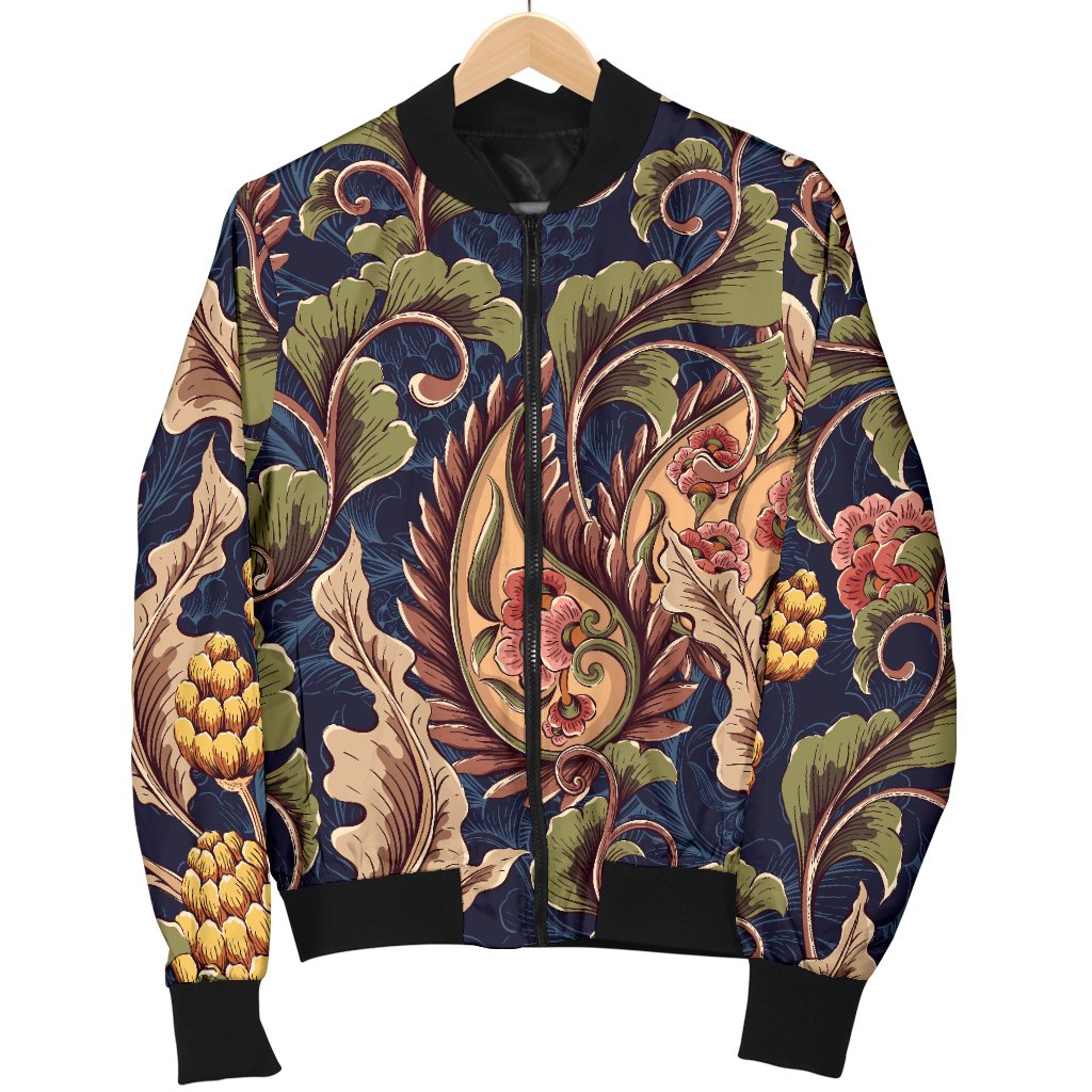 Floral Vintage Classic Print Women Casual Bomber Jacket
