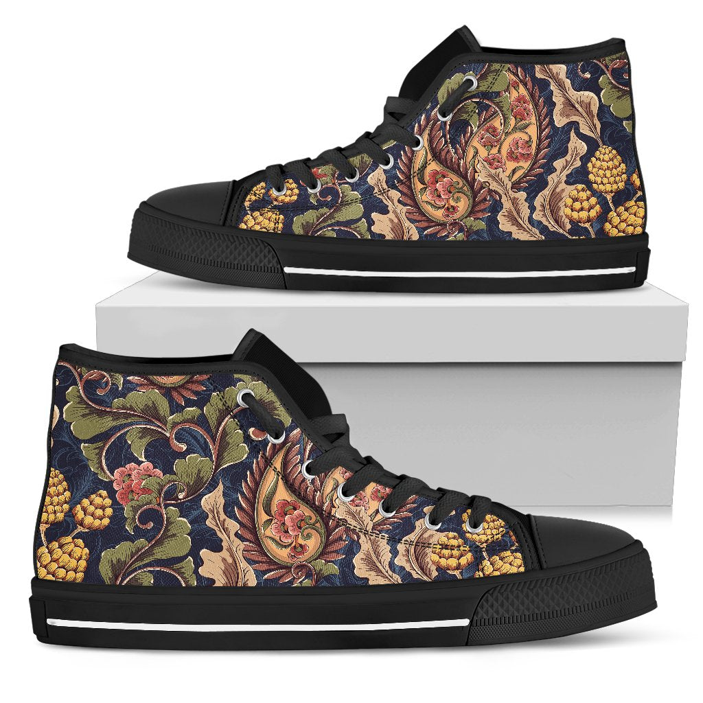 Floral Vintage Classic Print Women High Top Shoes