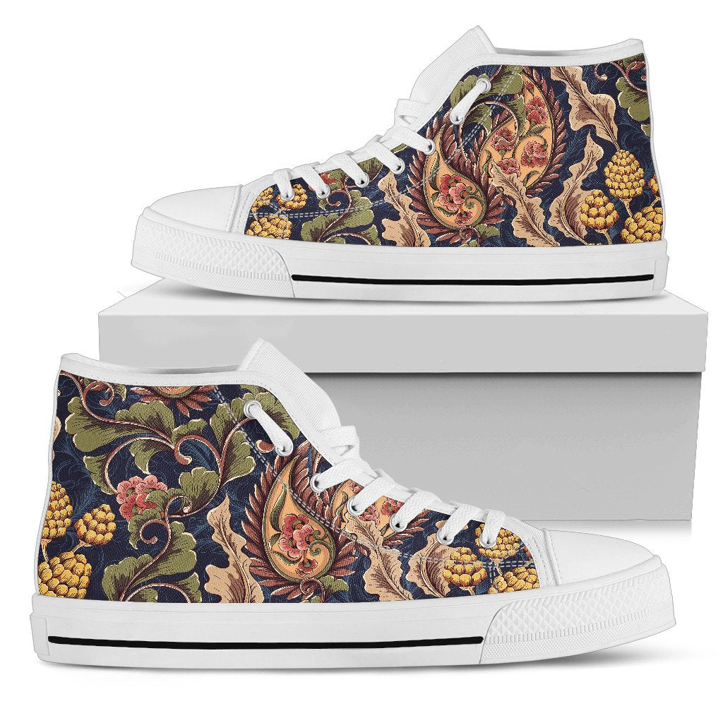 Floral Vintage Classic Print Women High Top Shoes