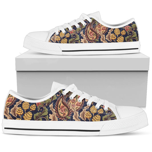 Floral Vintage Classic Print Women Low Top Shoes