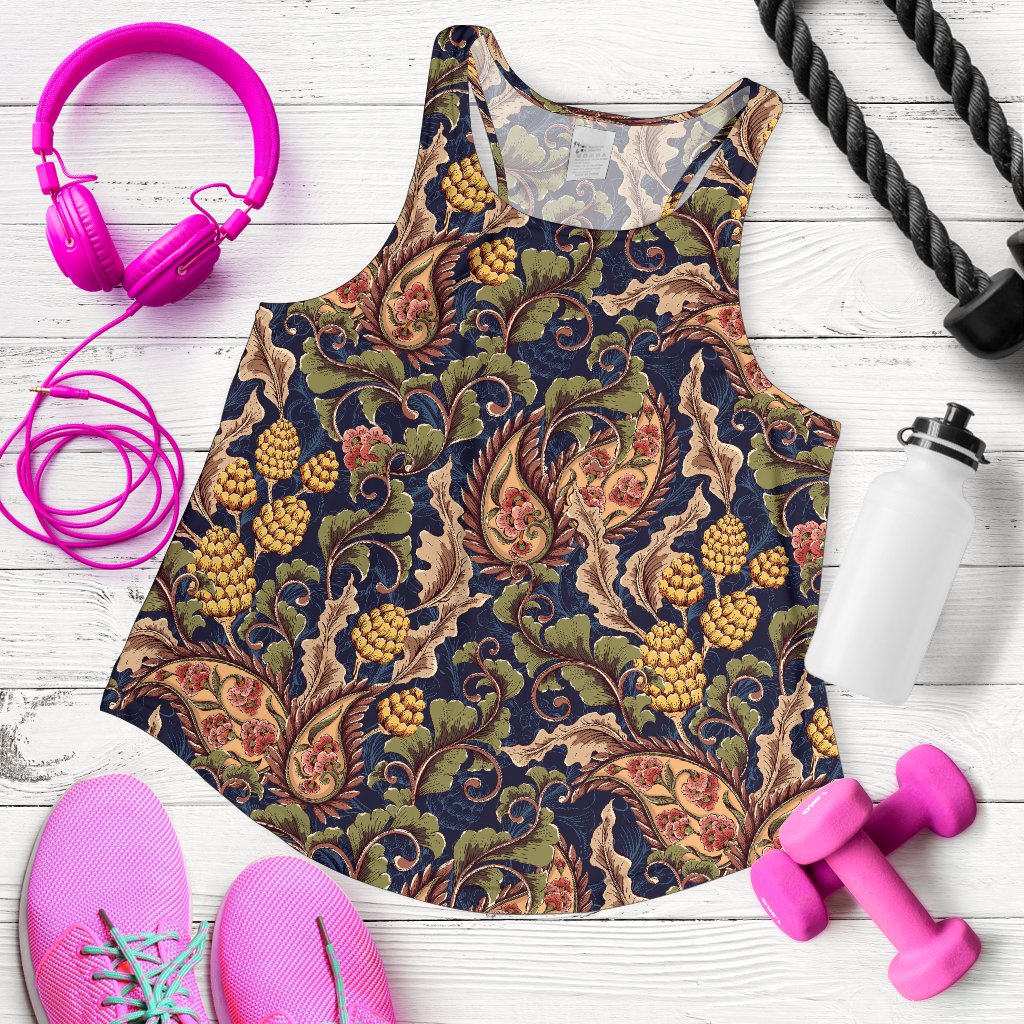 Floral Vintage Classic Print Women Racerback Tank Top