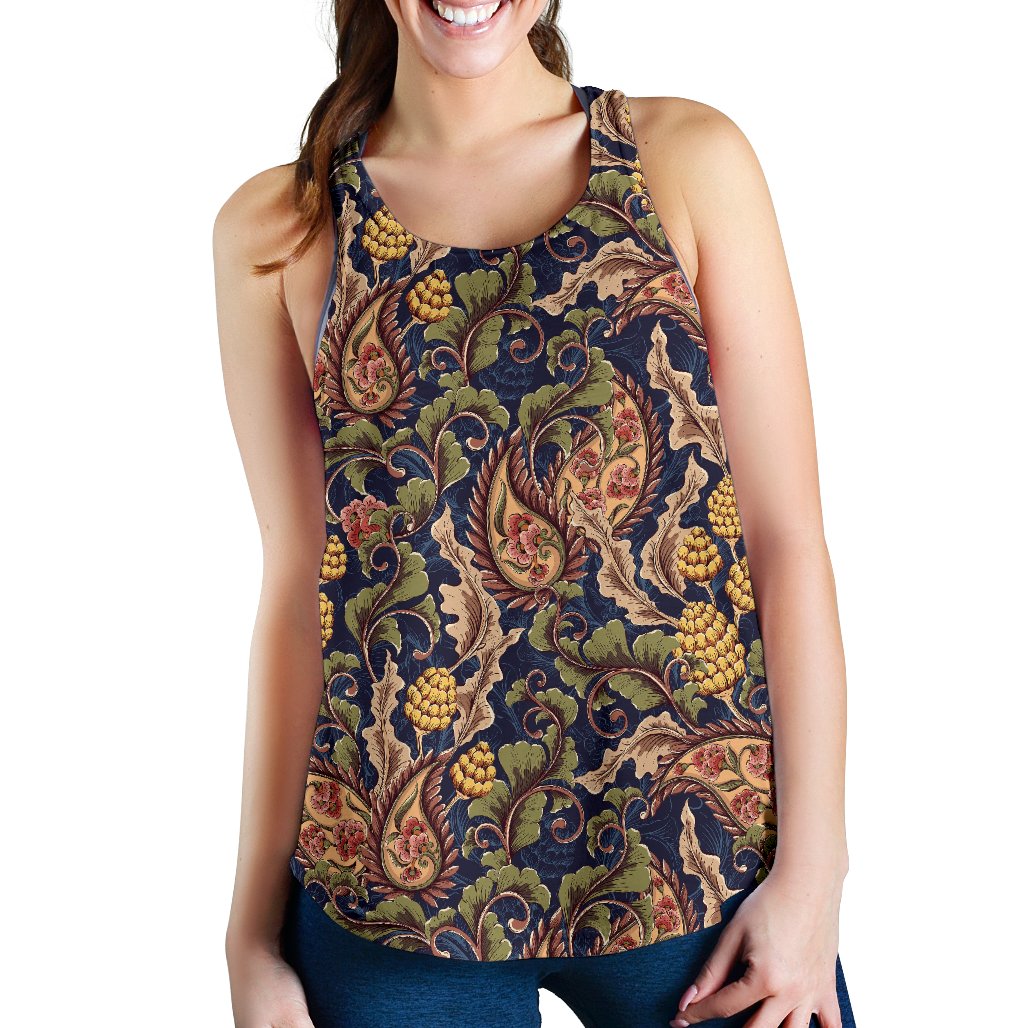 Floral Vintage Classic Print Women Racerback Tank Top