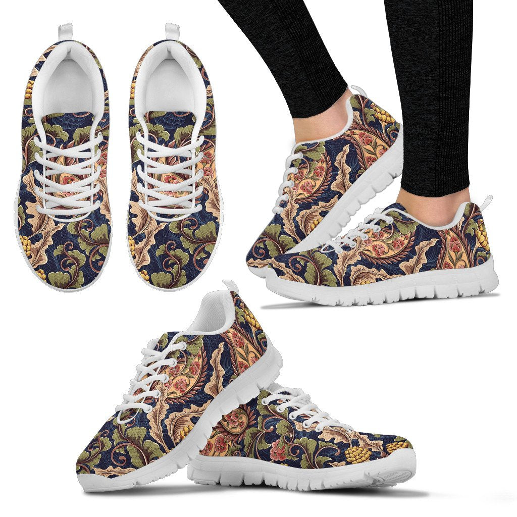 Floral Vintage Classic Print Women Sneakers Shoes