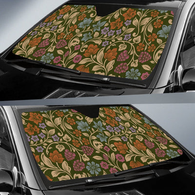 Floral Vintage Print Pattern Car Sun Shade For Windshield