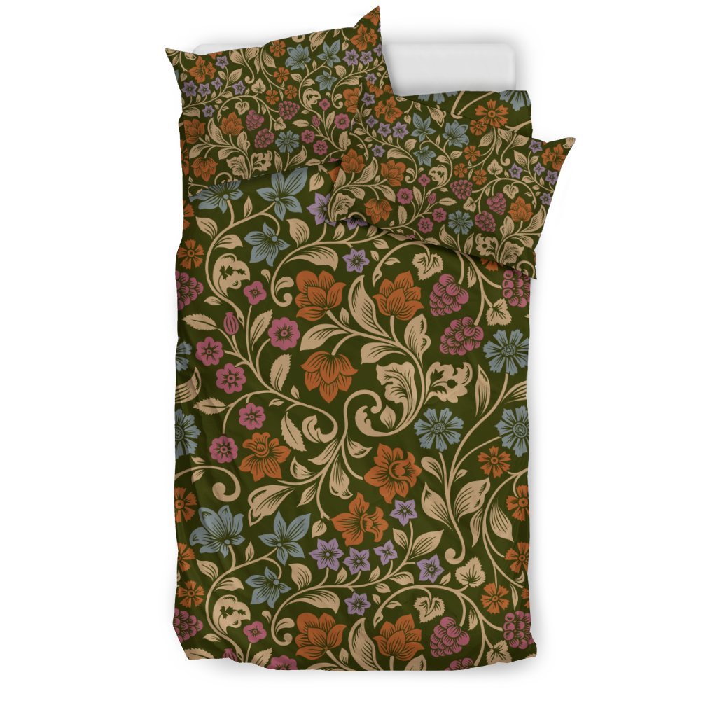 Floral Vintage Print Pattern Duvet Cover Bedding Set