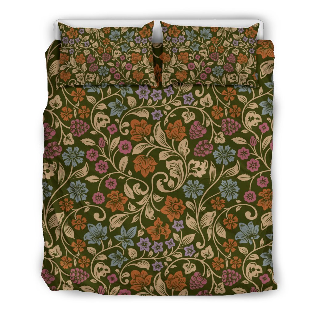 Floral Vintage Print Pattern Duvet Cover Bedding Set