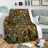 Floral Vintage Print Pattern Fleece Blanket