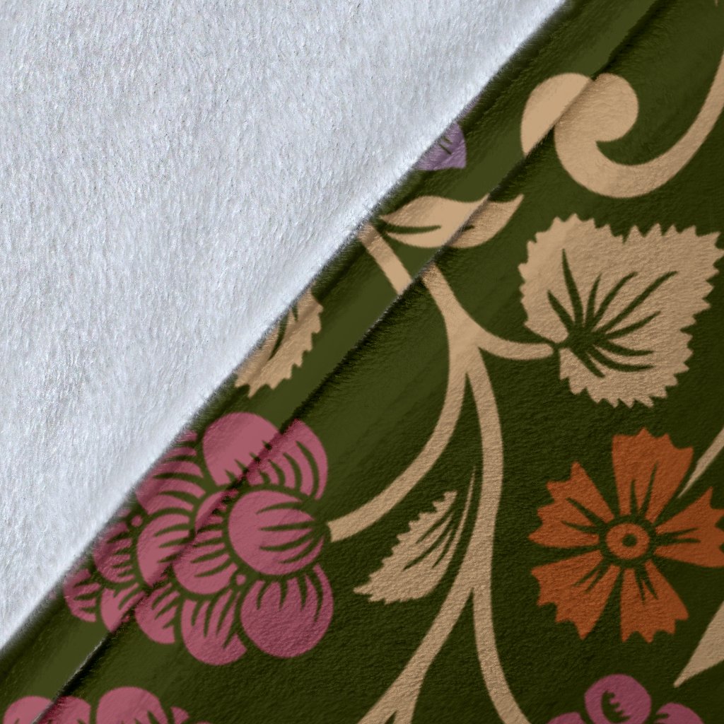 Floral Vintage Print Pattern Fleece Blanket