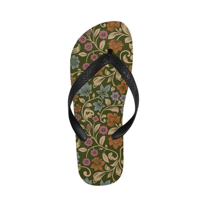 Floral Vintage Print Pattern Flip Flops-JTAMIGO.COM