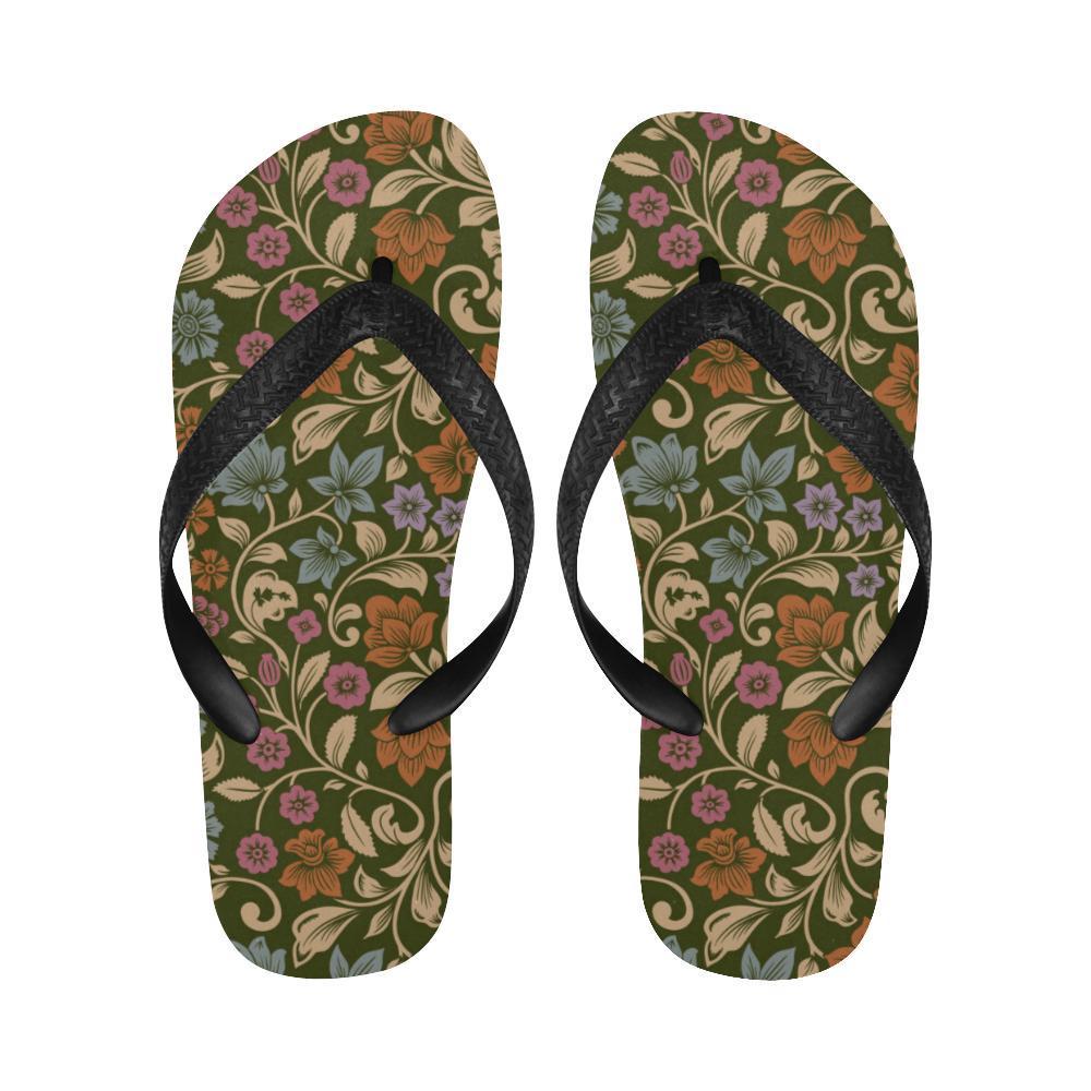 Floral Vintage Print Pattern Flip Flops-JTAMIGO.COM