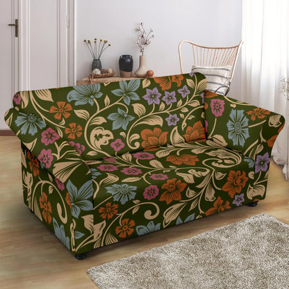 Floral Vintage Print Pattern Loveseat Slipcover-JTAMIGO.COM