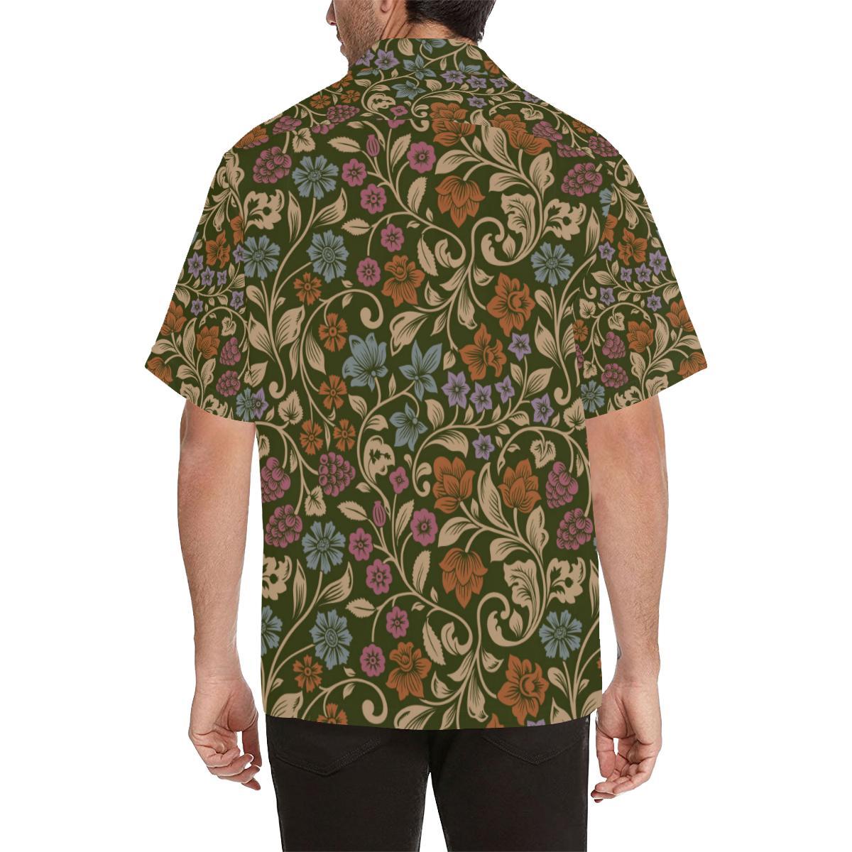 Floral Vintage Print Pattern Men Aloha Hawaiian Shirt