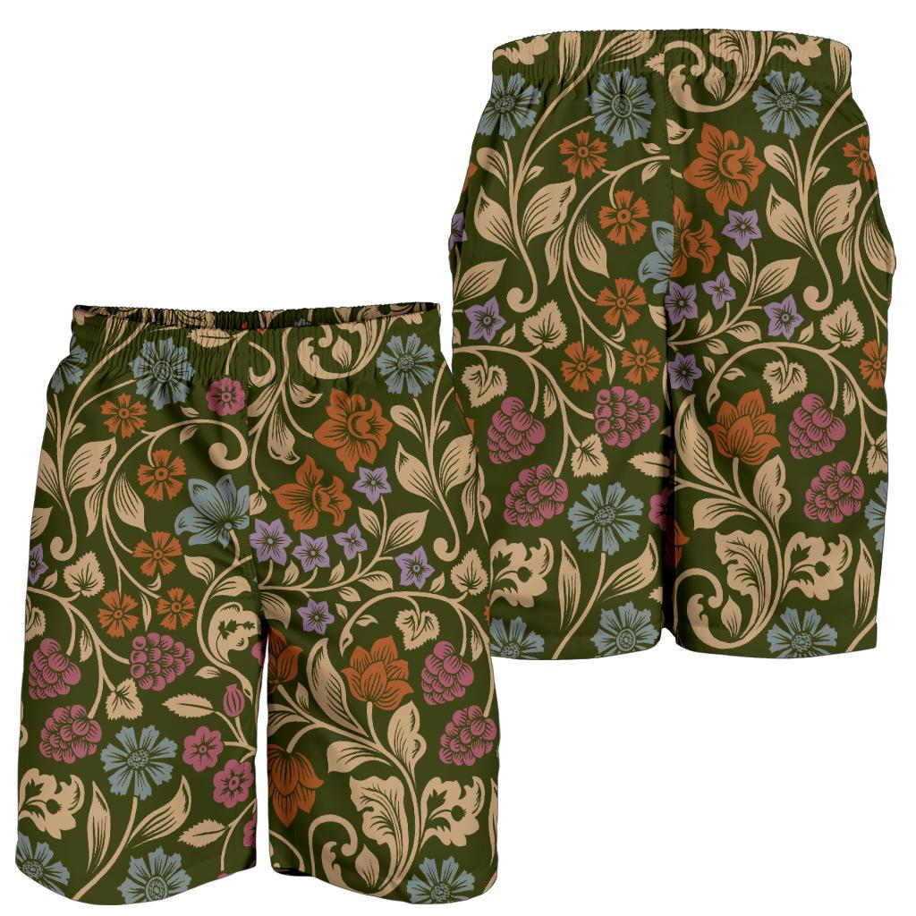 Floral Vintage Print Pattern Mens Shorts-JTAMIGO.COM
