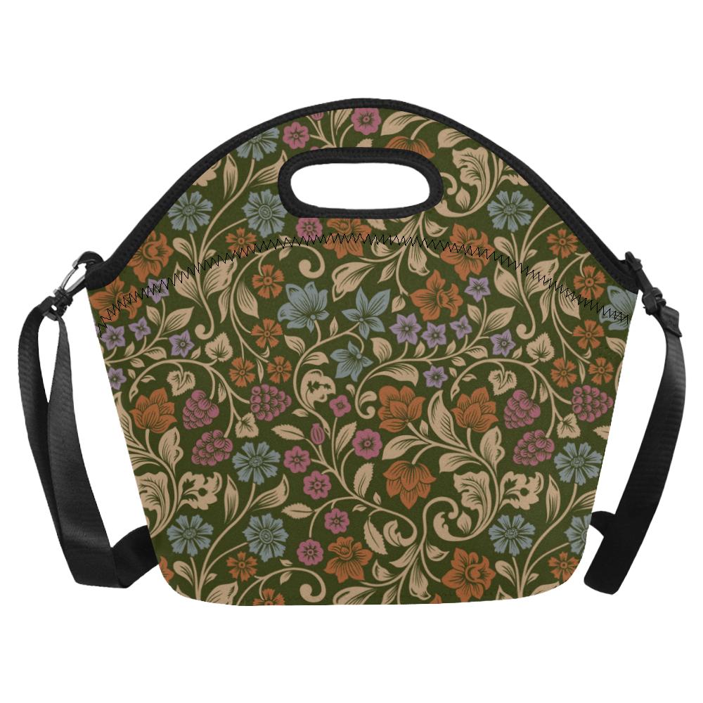 Floral Vintage Print Pattern Neoprene Lunch Bag (Model 1669)(Large)-JTAMIGO.COM