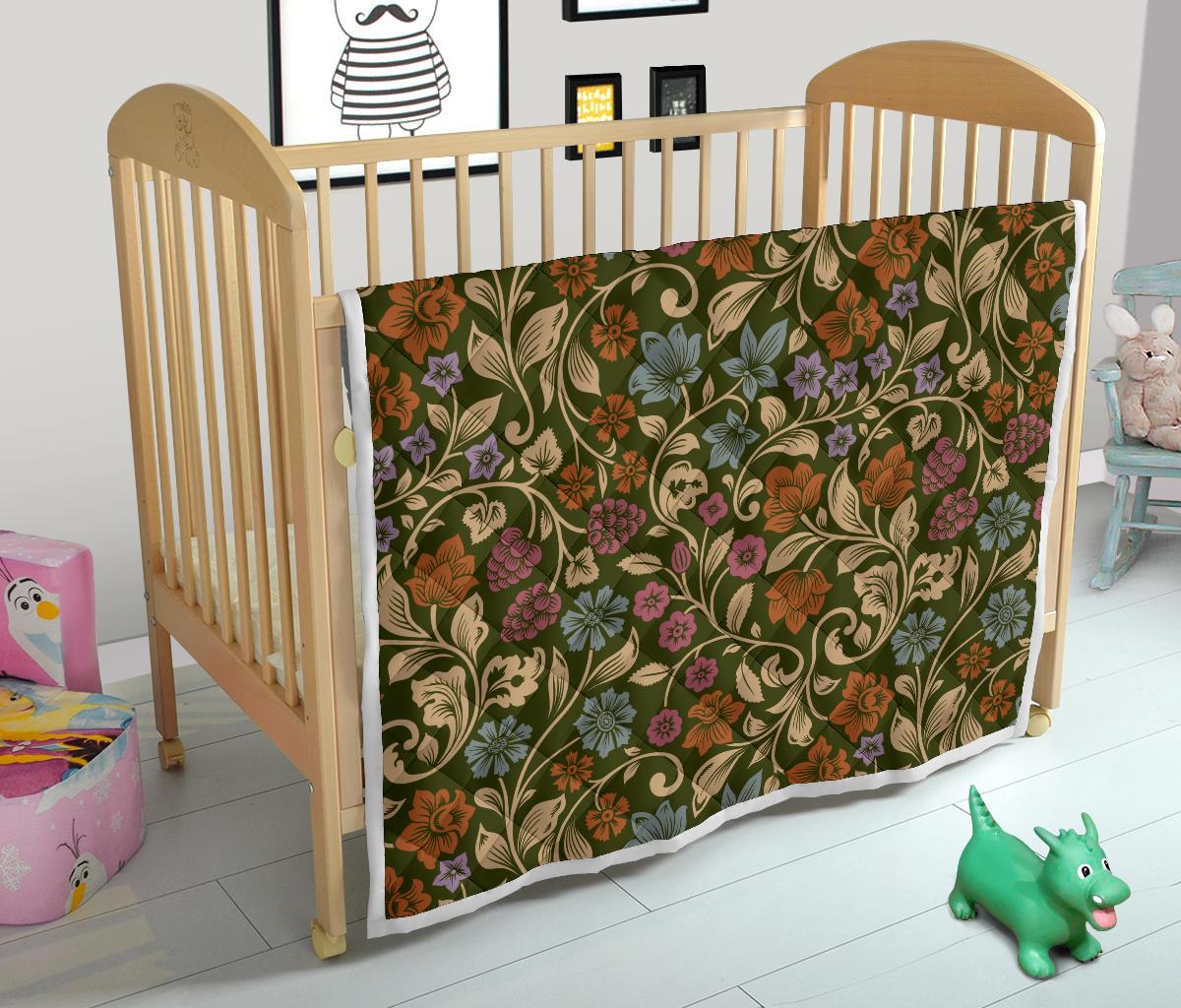 Floral Vintage Print Pattern Premium Quilt-JTAMIGO.COM