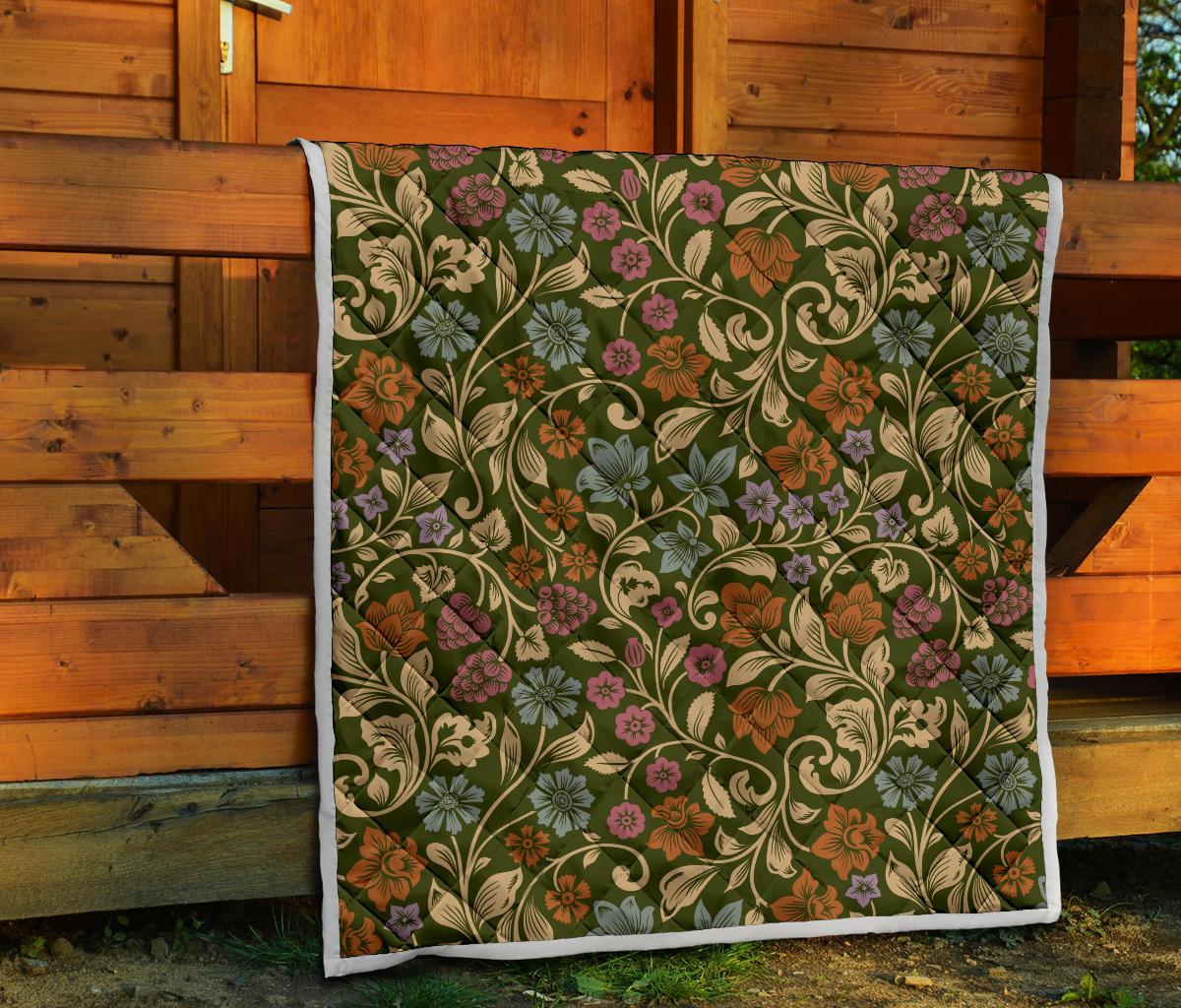 Floral Vintage Print Pattern Premium Quilt-JTAMIGO.COM