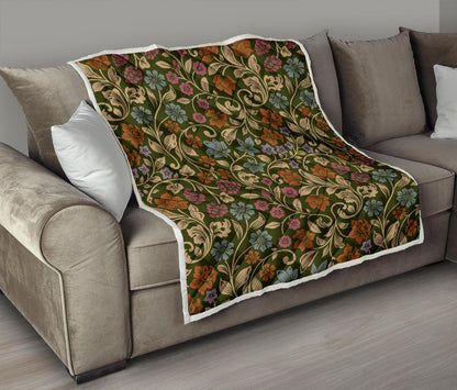 Floral Vintage Print Pattern Premium Quilt-JTAMIGO.COM